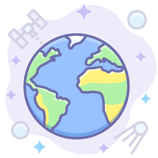 globus med objekter i kredsløb